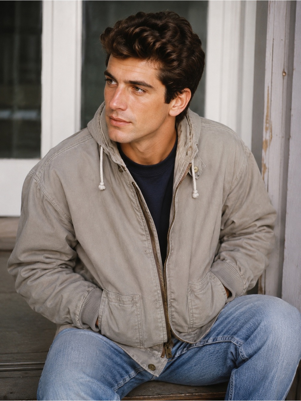 Vintage GENERRA Men's Light Taupe Jacket Cotton 90s jfk jr. new england